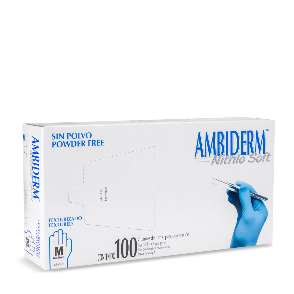 GUANTE AMBIDERM NITRILO SOFT AZUL NO ESTERIL C/100